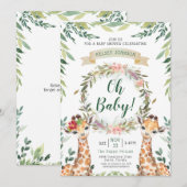 Safari Greenery Giraffe Oh Baby shower Kaart (Voorkant / Achterkant)