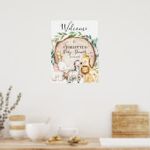 Safari Greenery Wood Slice Baby shower Welkom Poster (Keuken)