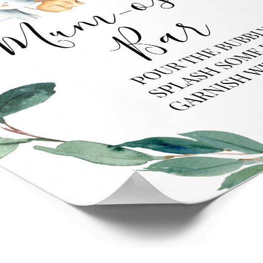 Safari Greenery Wreath Baby shower Mimosa-bord Poster (Hoek)