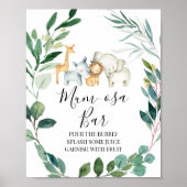 Safari Greenery Wreath Baby shower Mimosa-bord Poster (Voorkant)