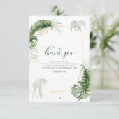 Safari groen Baby shower Bedankkaart (Staand voorkant)
