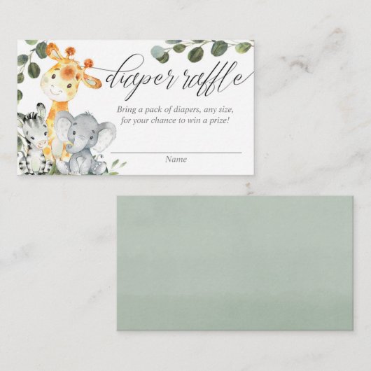 Safari groen gender neutraal luier verloting kaart (Voorkant / Achterkant)