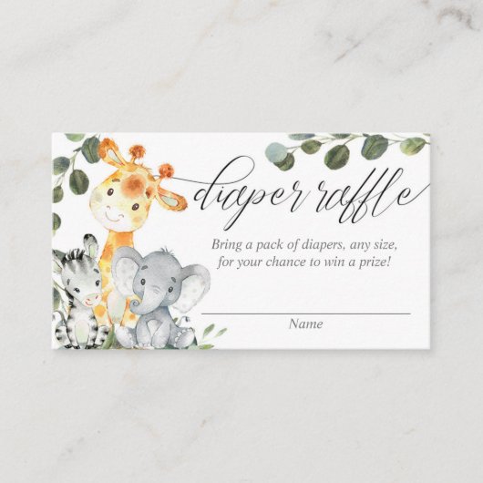 Safari groen gender neutraal luier verloting kaart (Voorkant)