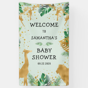 Safari Groen Goud Neutrale Baby Shower Welkom Spandoek