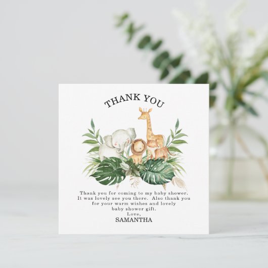 Safari groen loof geslachtsneutraal Baby shower Kaart (Staand voorkant)