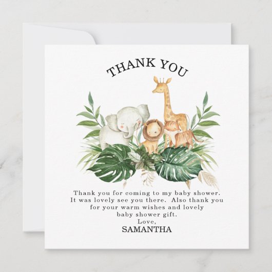Safari groen loof geslachtsneutraal Baby shower Kaart (Voorkant)