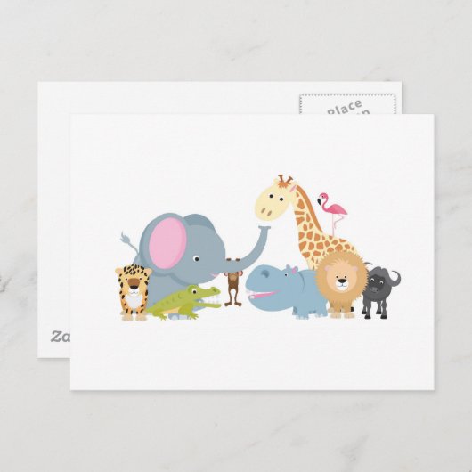 safari groep wit briefkaart (Voorkant / Achterkant)