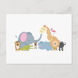 safari groep wit briefkaart