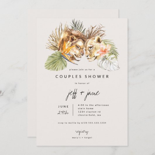 Safari Grote Katachtigen Koppels Bruisfeest Kaart (Voorkant / Achterkant)