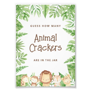 Safari Guess Game Baby shower - Bewerkbaar bord Foto Afdruk