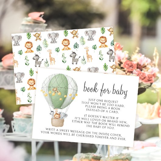 Safari Hete Luchtballon Boek voor Baby shower RSVP Kaartje