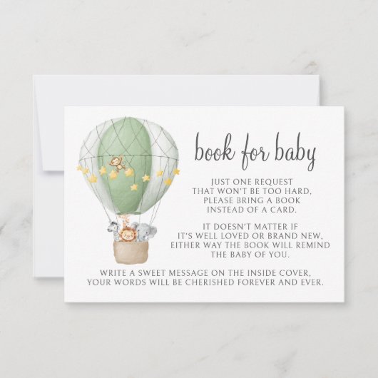 Safari Hete Luchtballon Boek voor Baby shower RSVP Kaartje (Voorkant)