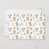 Safari Hete Luchtballon Boek voor Baby shower RSVP Kaartje (Achterkant)