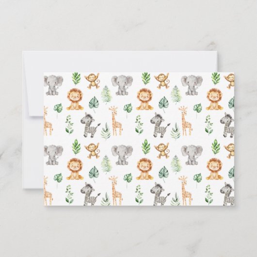 Safari Hete Luchtballon Boek voor Baby shower RSVP Kaartje (Achterkant)