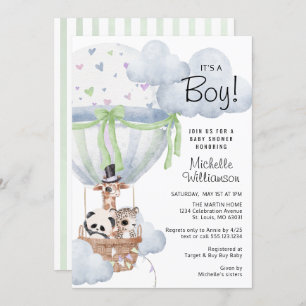 Safari heteluchtballon Baby shower Kaart