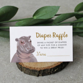 Safari Hippo Diaper Raffle Baby shower Informatiekaartje