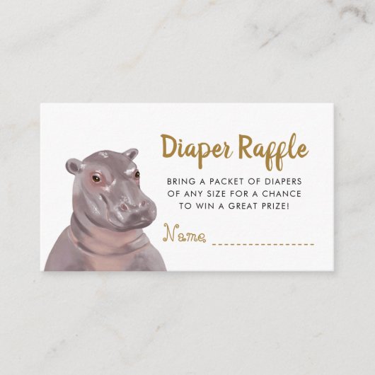 Safari Hippo Diaper Raffle Baby shower Informatiekaartje (Voorkant)