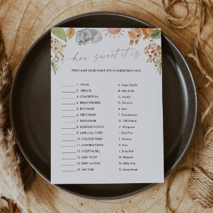 SAFARI Hoe zoet Het Is Snoep Bar Baby Game Kaart