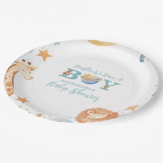 Safari Houston: We hebben een jongen in de ruimte Papieren Bordje (Gekanteld)