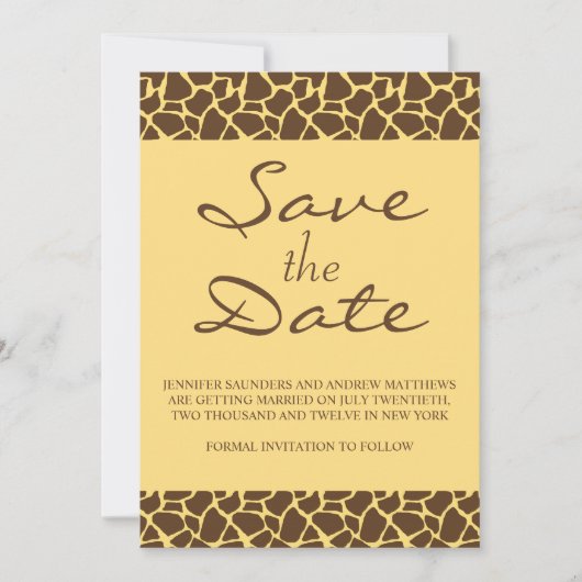 Safari-huwelijksuitnodiging met monogram 'Save the Save The Date (Voorkant)