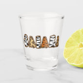 Safari in Animal Print Letters Shot Glas (Voorkant)