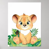 Safari in de jungle baby leeuwenwelp poster (Voorkant)