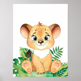 Safari in de jungle baby leeuwenwelp poster