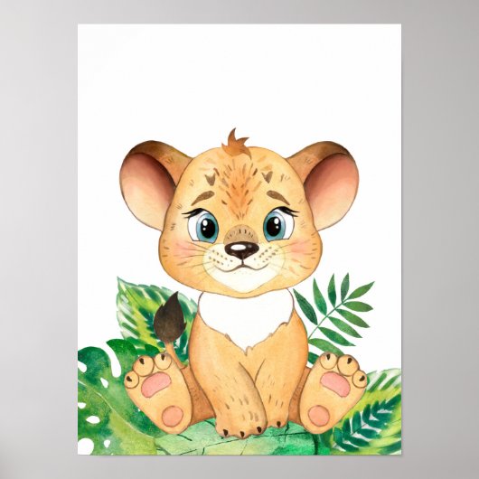 Safari in de jungle baby leeuwenwelp poster (Voorkant)