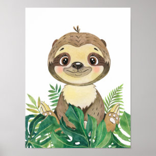 Safari In De Jungle Baby Luiaard Poster