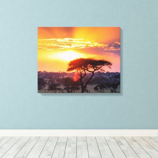 Safari in het Nationaal Park Serengeti Canvas Afdruk (Insitu (Houten vloer))