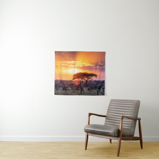 Safari in het Nationaal Park Serengeti Wandkleed (In Situ (horizontaal))