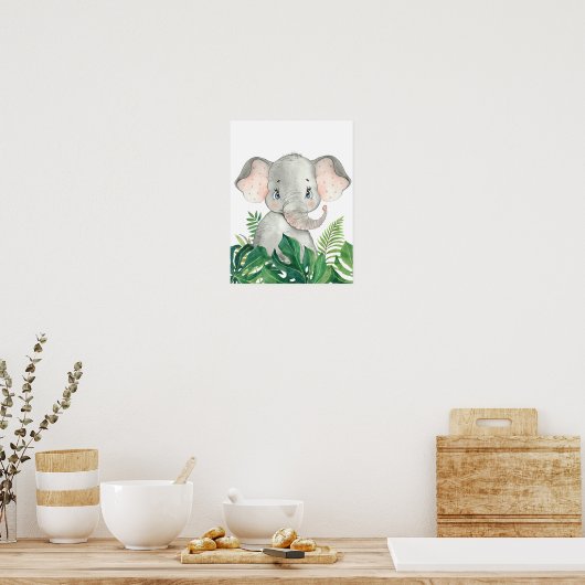 Safari in het Oerwoud Baby olifant Poster (Keuken)