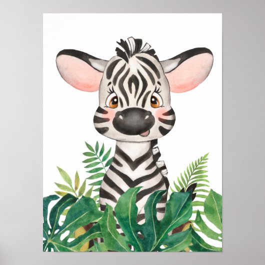 Safari in het Oerwoud Baby Zebra Poster (Voorkant)