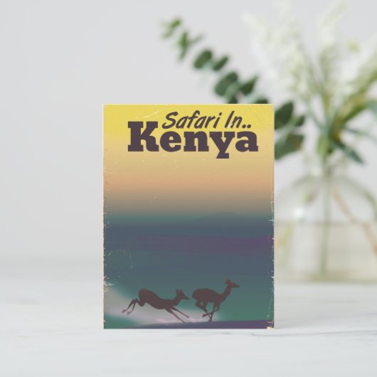 Safari in Kenia vakantie-poster Briefkaart (Staand voorkant)