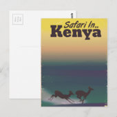 Safari in Kenia vakantie-poster Briefkaart (Voorkant / Achterkant)