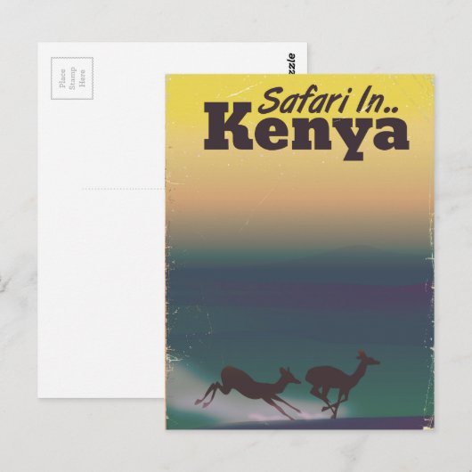 Safari in Kenia vakantie-poster Briefkaart (Voorkant / Achterkant)