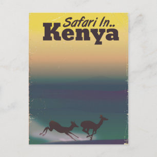Safari in Kenia vakantie-poster Briefkaart