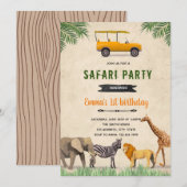 Safari-jeep verjaardag thema uitnodiging (Voorkant / Achterkant)