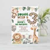 Safari Jong wild en drie verjaardag Kaart (Staand voorkant)