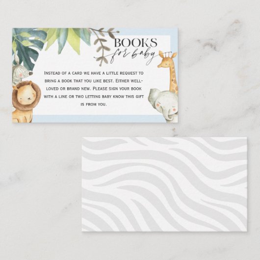 Safari jongen Baby showers boeken voor baby Informatiekaartje (Voorkant / Achterkant)
