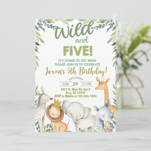 Safari, jongen op 5-jarige verjaardag. kaart (Staand voorkant)