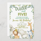 Safari, jongen op 5-jarige verjaardag. kaart (Voorkant / Achterkant)