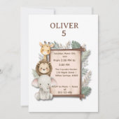 Safari Jungle 5th Birthday Invite Boy Kaart (Voorkant)