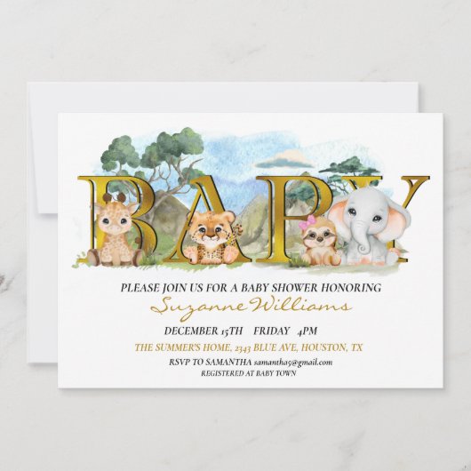 Safari Jungle Afrika Baby Shower Kaart (Voorkant)
