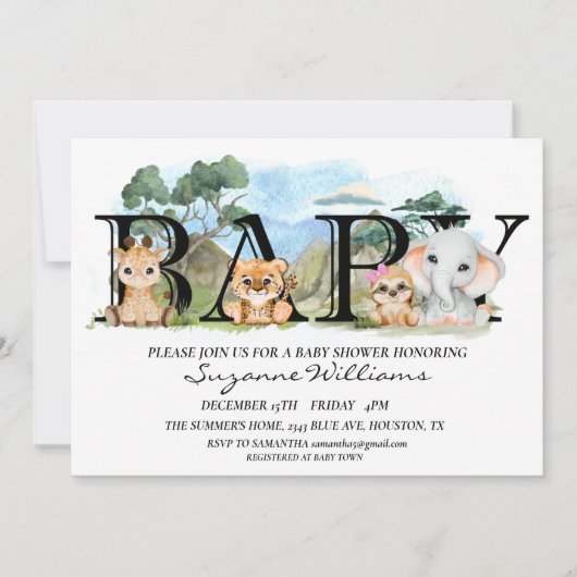 Safari Jungle Afrika Baby Shower Kaart (Voorkant)