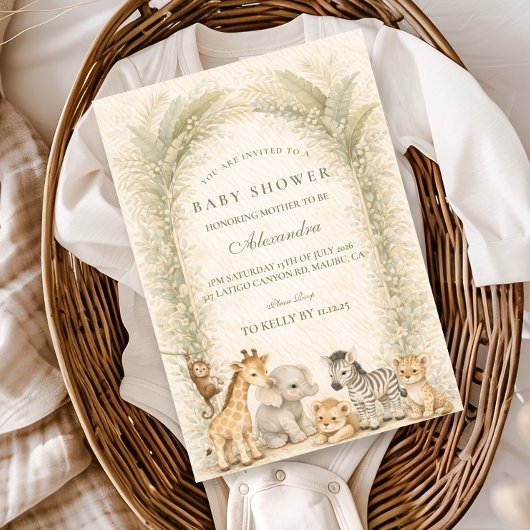 Safari Jungle Animals Arch Baby Shower Kaart
