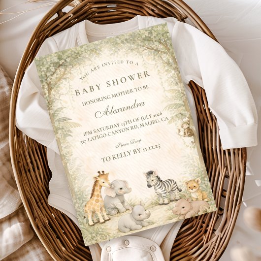 Safari Jungle Animals Baby Shower Kaart