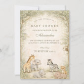 Safari Jungle Animals Baby Shower Kaart (Voorkant)