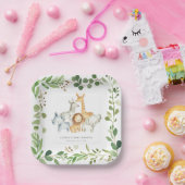 Safari Jungle Animals Baby Shower Paper Plates Papieren Bordje (Feest)