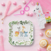Safari Jungle Animals Baby Shower Paper Plates Papieren Bordje (Feest)